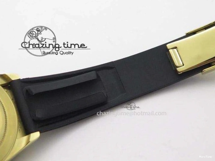 MiroTime 0512 TopPick Daytona YG BP Maker Black Dial Gold Subdial Sticks Markers On Rubber Strap A7750@ 4013
